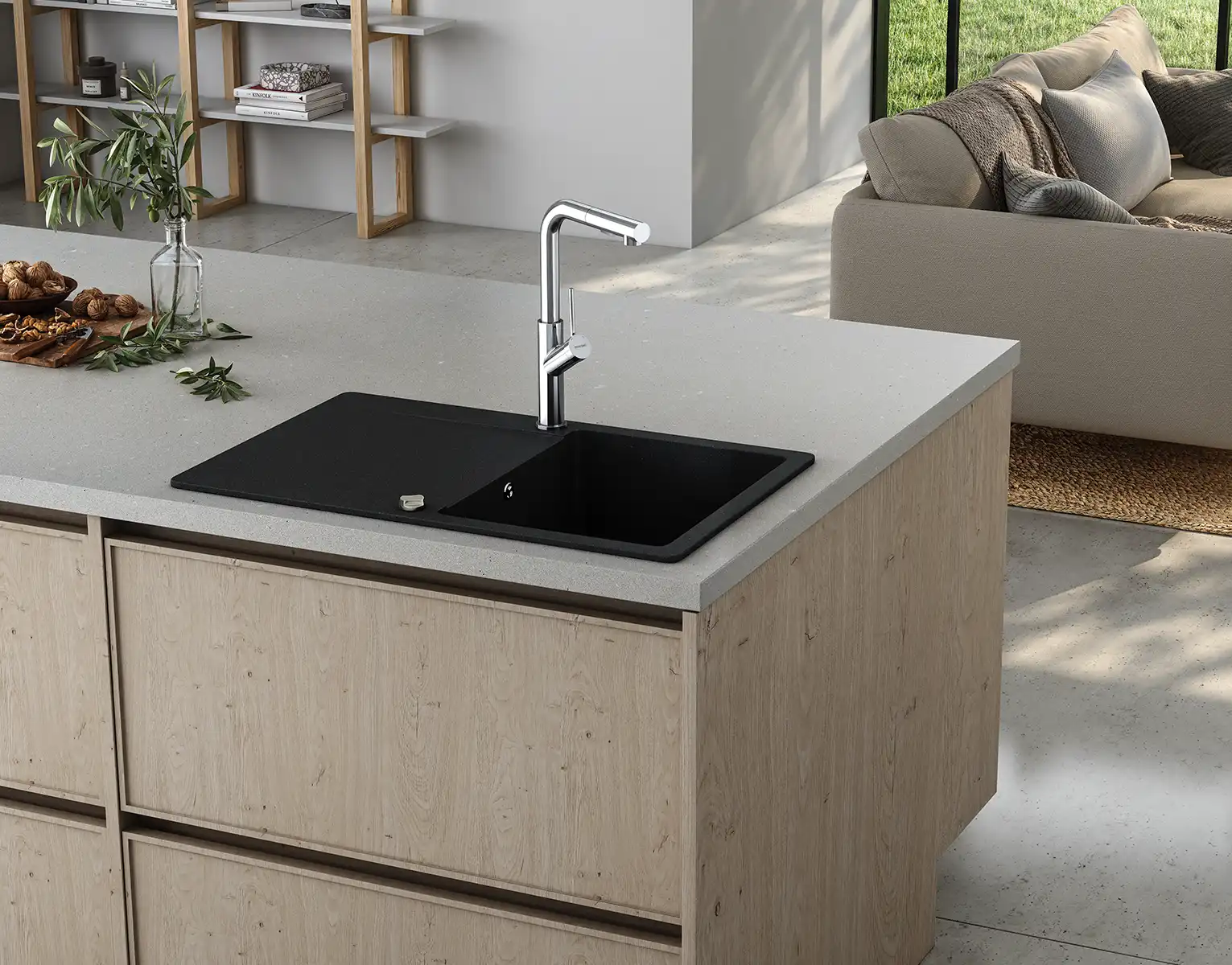 Monomando extraíble caño recto en acabado cromado de alta calidad.