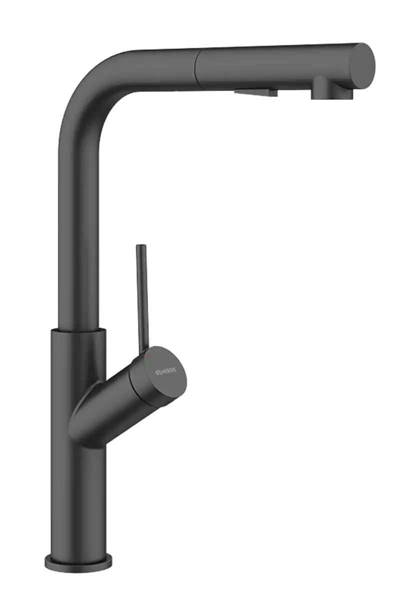 Monomando extraíble caño recto en negro mate.